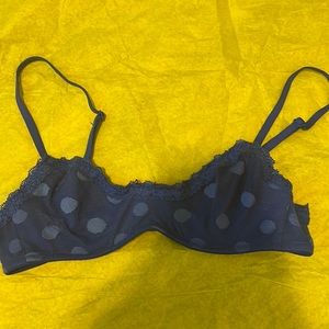 Victoria’s Secret 32B blue polka dot scoop balconette bra with underwire